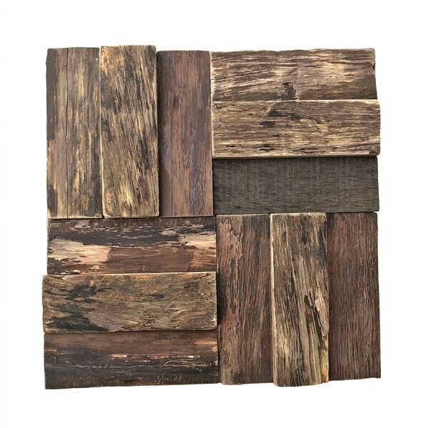Ekena Millwork Boca Boat Wood Mosaic Wall Tile, Natural Finish, 11 7/8"W x 11 7/8"H x 3/4"P WPW12X12BCMENA - main
